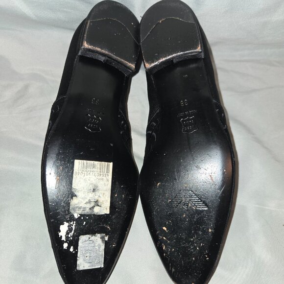 Emporio Armani Black Velvet Loafer with Floral Print main image 6